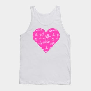 Toile Pink Heart Unicorn Tank Top